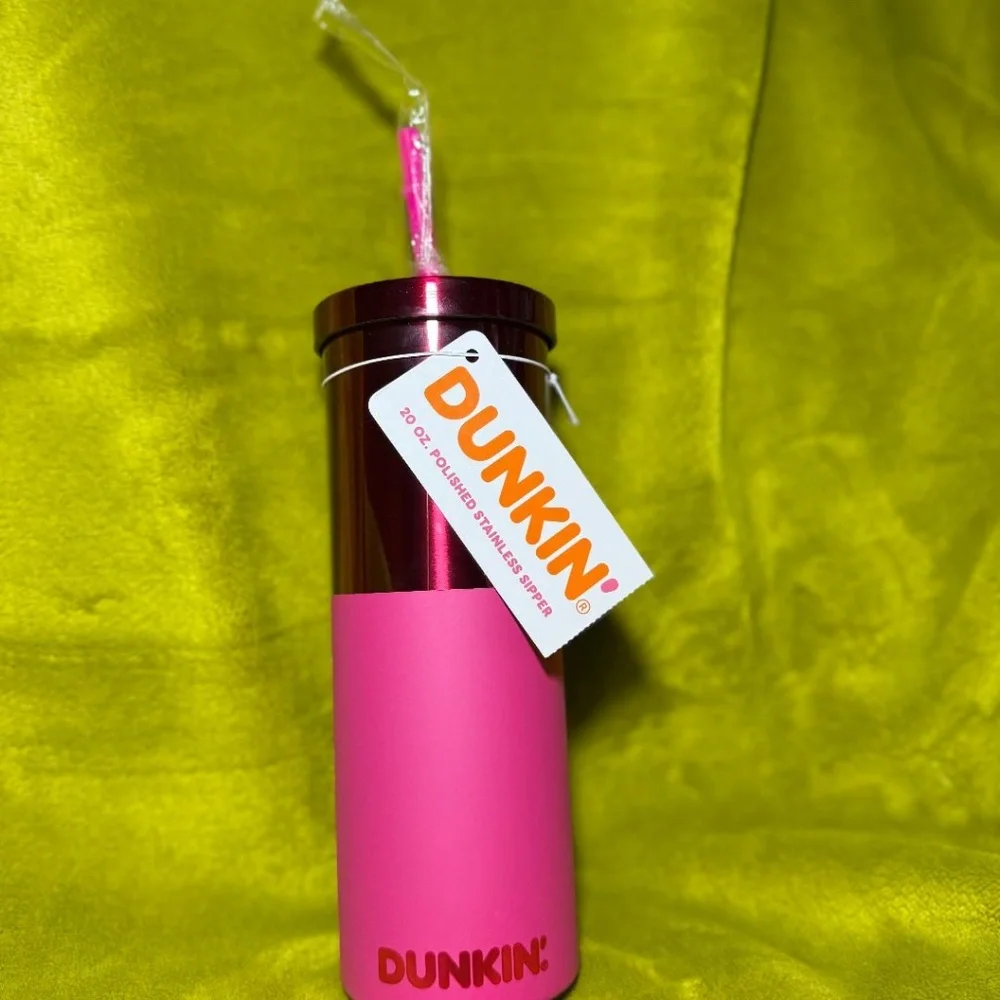 Dunkin Donuts 20oz Polished Stainless Steel Tumbler In Pink